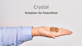  Presentation with money bitcoin - Amazing PPT theme having hand-of-caucasian-young-woman backdrop and a white colored foreground