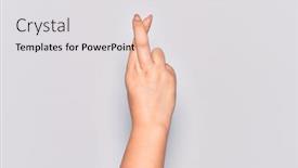  Presentation with superstition - Presentation theme consisting of hand-of-caucasian-young-woman background and a light gray colored foreground