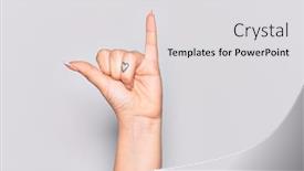  Presentation with commitment - Amazing presentation theme having hand-of-caucasian-young-woman backdrop and a light gray colored foreground