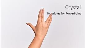  Presentation with vulcan - Audience pleasing presentation theme consisting of hand-of-caucasian-young-woman backdrop and a white colored foreground