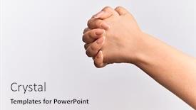  Presentation with fold - Amazing presentation design having hand-of-caucasian-young-woman backdrop and a white colored foreground