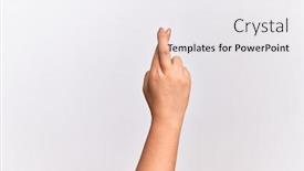  Presentation with superstition - Audience pleasing presentation theme consisting of hand-of-caucasian-young-woman backdrop and a white colored foreground