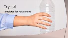  Presentation with recycle plastic - PPT theme having hand-of-caucasian-young-woman background and a white colored foreground