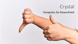  Presentation with emotions - Presentation design featuring hand-of-caucasian-young-woman background and a white colored foreground