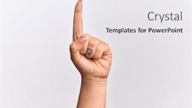  Presentation with understanding - Presentation design with hand-of-caucasian-young-woman background and a white colored foreground