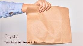  Presentation with deliver - Cool new slide set with hand-of-caucasian-young-woman backdrop and a lemonade colored foreground