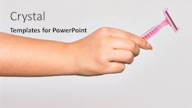  Presentation with razor - Slide set enhanced with hand-of-caucasian-young-woman background and a white colored foreground