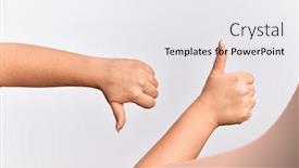  Presentation with emotions - Theme with hand-of-caucasian-young-woman background and a white colored foreground