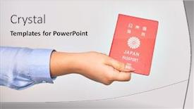  Presentation with passport - Amazing slides having hand-of-caucasian-young-woman backdrop and a white colored foreground