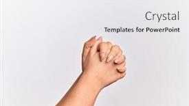  Presentation with fold - Slides having hand-of-caucasian-young-woman background and a white colored foreground