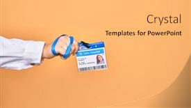  Presentation with yellow - Slide deck featuring hand-of-caucasian-young-woman background and a light gray colored foreground