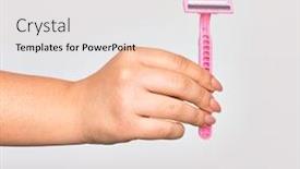  Presentation with razor - Amazing presentation having hand-of-caucasian-young-woman backdrop and a light gray colored foreground