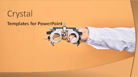  Presentation with optometry - Presentation design enhanced with hand-of-caucasian-young-woman background and a yellow colored foreground