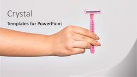  Presentation with razor - Audience pleasing slide deck consisting of hand-of-caucasian-young-woman backdrop and a light gray colored foreground