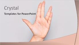  Presentation with vulcan - PPT layouts enhanced with hand-of-caucasian-young-woman background and a light gray colored foreground