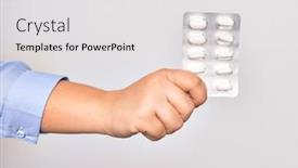  Presentation with medicines - Presentation featuring hand-of-caucasian-young-woman background and a light gray colored foreground