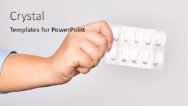  Presentation with medicines - Amazing presentation theme having hand-of-caucasian-young-woman backdrop and a white colored foreground