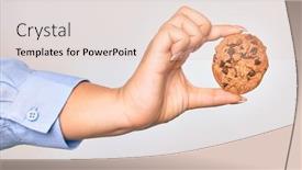  Presentation with cookie - Amazing theme having hand-of-caucasian-young-woman backdrop and a lemonade colored foreground