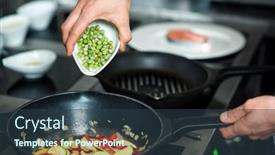  Presentation with capsicum - Theme having hand-of-chef-putting-frozen background and a tawny brown colored foreground