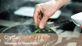  Presentation with cooking chef - PPT layouts having hand-of-chef-putting-green background and a coral colored foreground