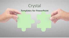 Presentation with connecting - Colorful PPT layouts enhanced with hand-of-connecting-jigsaw-puzzle backdrop and a soft green colored foreground