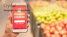  Presentation with coupon - Slide set featuring hand-of-contemporary-mature-female background and a coral colored foreground