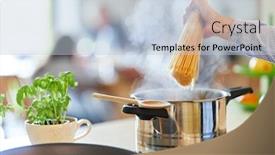  Presentation with spaghetti - Audience pleasing slide deck consisting of hand-of-cook-or-cook backdrop and a light blue colored foreground