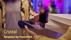  Presentation with pay - Presentation design featuring hand-of-courier-holding-boxes background and a tawny brown colored foreground