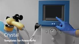  Presentation with ultrasound machine - Amazing slide set having hand-of-doctor-adjusting-ultrasound backdrop and a gray colored foreground