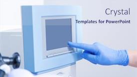  Presentation with ultrasound machine - Presentation theme consisting of hand-of-doctor-adjusting-ultrasound background and a sky blue colored foreground