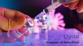  Presentation with ampoule - Presentation enhanced with hand-of-doctor-holding-ampoule background and a light blue colored foreground