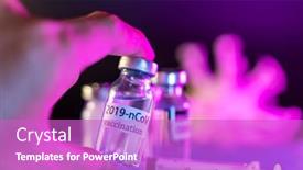  Presentation with ampoule - Audience pleasing presentation theme consisting of hand-of-doctor-holding-ampoule backdrop and a purple colored foreground