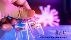  Presentation with ampoule - Presentation design consisting of hand-of-doctor-holding-ampoule background and a light blue colored foreground