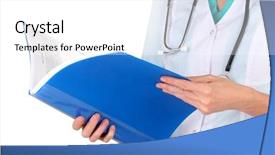 Presentation with medical robot hand and doctor - Presentation theme having hand of doctor with medical background and a  colored foreground