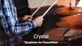  Presentation with drums - Slide set featuring hand of drummer with sticks background and a wine colored foreground