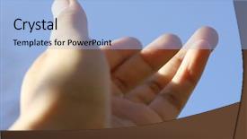  Presentation with faith - Slide deck having hand of faith a hand background and a light blue colored foreground