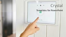  Presentation with female security - Amazing presentation theme having hand-of-female-pointing backdrop and a light gray colored foreground