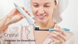  Presentation with hand hygiene - Beautiful slide deck featuring hand-of-healthy-young-woman backdrop and a lemonade colored foreground