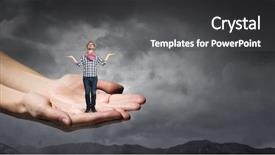 Presentation with free helping hand - PPT theme featuring hand of help and support background and a  colored foreground