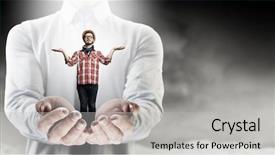  Presentation with support - Audience pleasing PPT theme consisting of hand of help and support backdrop and a  colored foreground