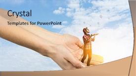  Presentation with of a helping hand - Colorful slides enhanced with hand of help and support backdrop and a  colored foreground