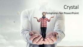  Presentation with of a helping hand - Beautiful PPT theme featuring hand of help and support backdrop and a  colored foreground