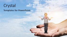  Presentation with free helping hand - Theme featuring hand of help and support background and a  colored foreground