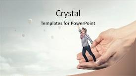  Presentation with support - Beautiful PPT theme featuring hand of help and support backdrop and a  colored foreground