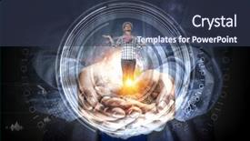  Presentation with free helping hand - Slides with hand of help and support background and a  colored foreground