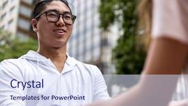  Presentation with lead - Audience pleasing PPT theme consisting of hand of his girlfriend - follow backdrop and a sky blue colored foreground