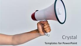  Presentation with hispanic - Audience pleasing presentation design consisting of hand-of-hispanic-man-holding backdrop and a light gray colored foreground