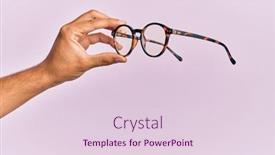  Presentation with blonde holding magnifying glass - Amazing slide deck having hand-of-hispanic-man-holding backdrop and a lemonade colored foreground