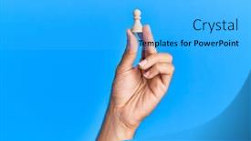  Presentation with blue chess - Beautiful slide set featuring hand-of-hispanic-man-holding backdrop and a cyan colored foreground