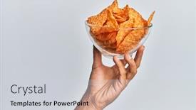  Presentation with nachos - Audience pleasing PPT theme consisting of hand-of-hispanic-man-holding backdrop and a light gray colored foreground